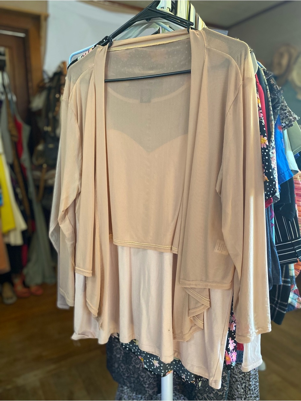 Sheer Open-Front Women's Cardigan - Beige